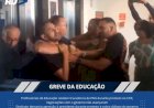 Professores em greve entram no CPA durante protesto em Porto Velho