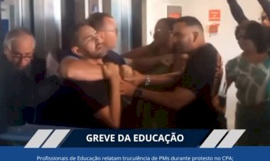 Professores em greve entram no CPA durante protesto em Porto Velho