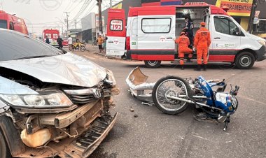 Motociclista e passageira ficam feridos após serem atingidos por carro em alta velocidade drante racha em Porto Velho