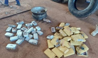 PRF apreende quase 200 kg de drogas escondidas em pneus de caminhão em Vilhena