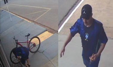 Câmeras registram furto de bicicleta em Vilhena e polícia busca identificar suspeito