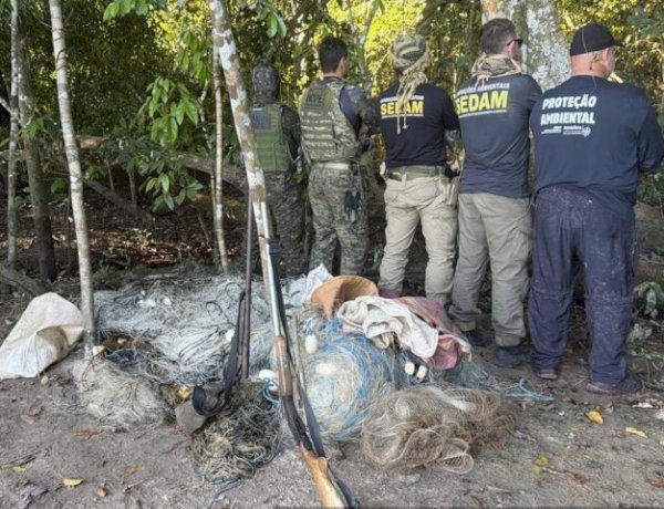 Fiscalização no Rio Guaporé apreende armas, munições e materiais de pesca ilegal durante operação em RO
