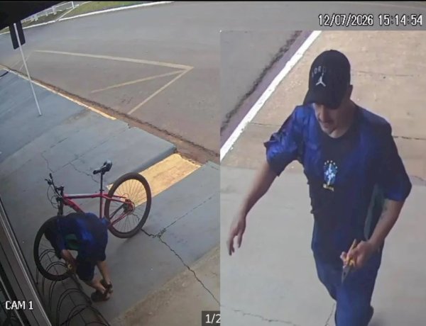 Câmeras registram furto de bicicleta em Vilhena e polícia busca identificar suspeito