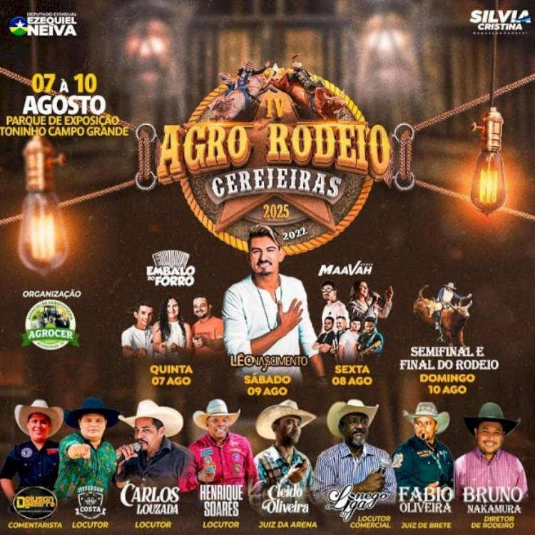 IV Agro Rodeio de Cerejeiras começa nesta quinta-feira (7) com shows, rodeio e entrada gratuita