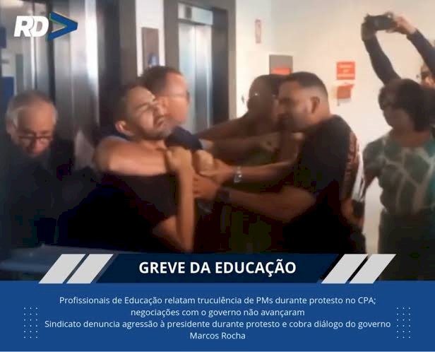 Professores em greve entram no CPA durante protesto em Porto Velho