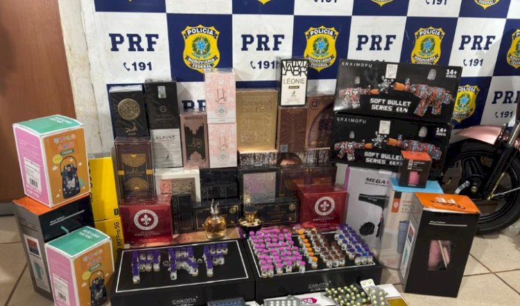 PRF apreende eletrônicos e medicamentos contrabandeados na BR-364 em Ariquemes (RO)