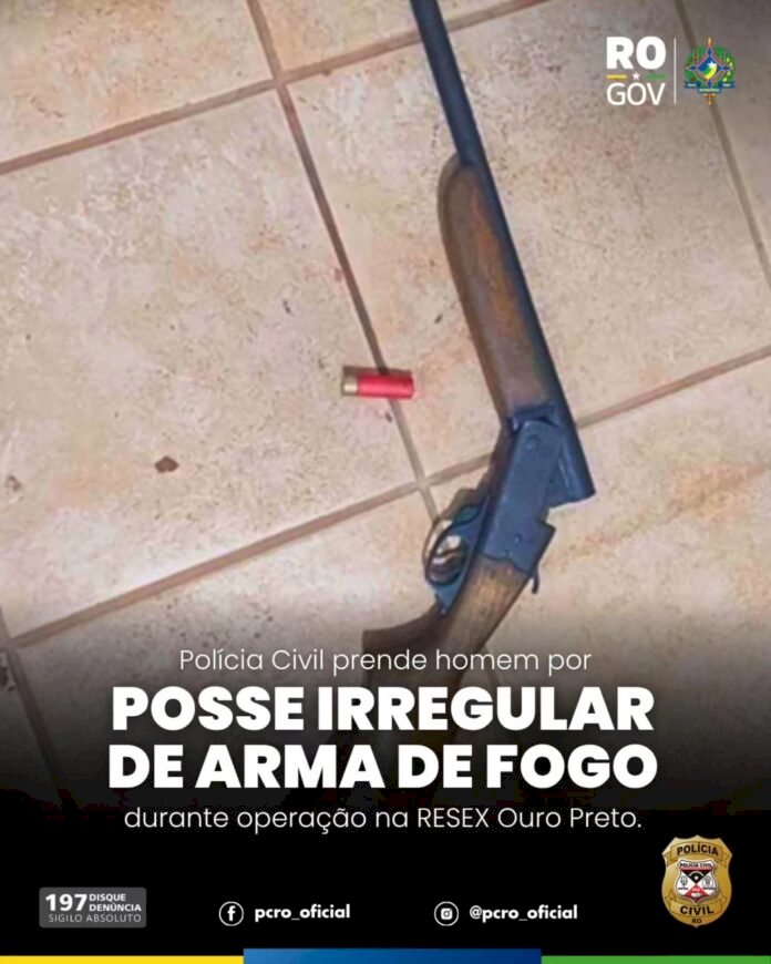 Homem é preso com espingarda durante operação da Polícia Civil em reserva extrativista de Guajará-Mirim