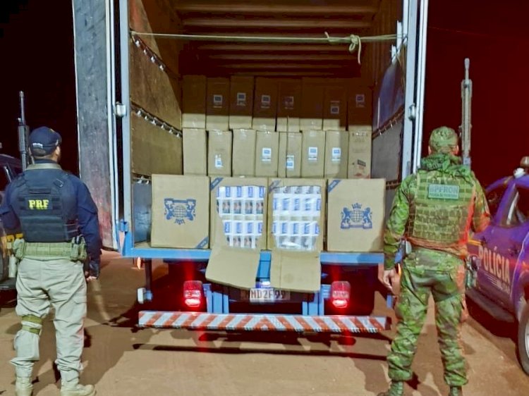 Carga com quase 100 mil maços de cigarros contrabandeados é apreendida na BR-364; duas pessoas são presas