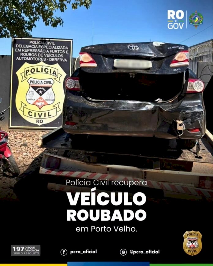 Polícia Civil recupera veículo roubado e intensifica buscas por envolvidos no crime em Rondônia