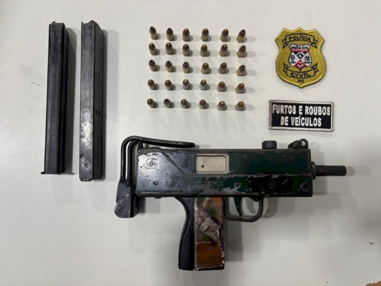 PORTO VELHO: Polícia Civil apreende metralhadora e munições durante operação contra furtos e roubos de veículos